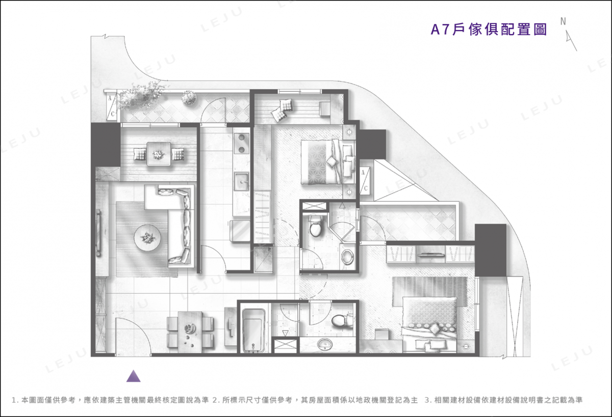 名發晶閣 A7戶 傢俱配置參考圖