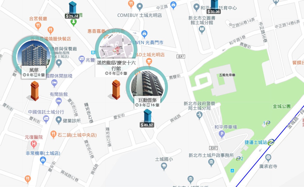 土城日月光_實價登錄圖_土城捷運站