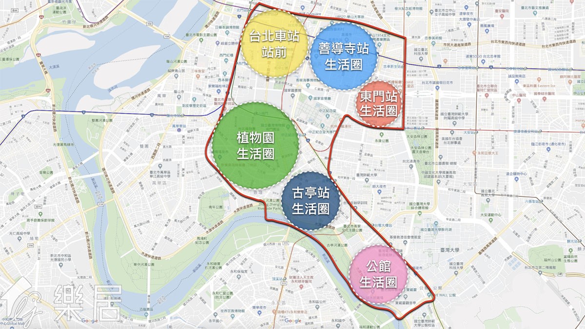 中正區區域劃分