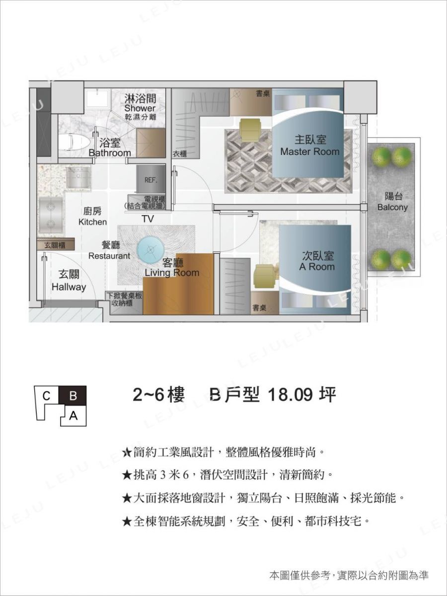 東龍小巨蛋TOP ONE B戶傢配圖