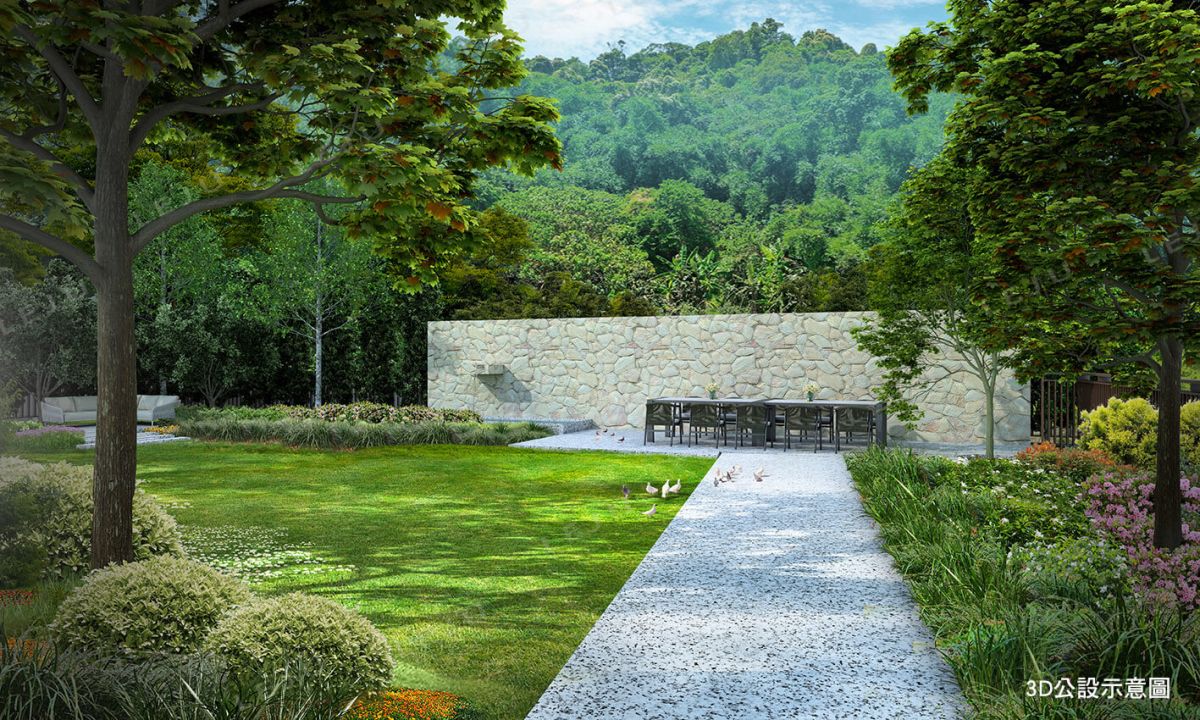 蓮園心邑_一樓庭院3D公設示意圖
