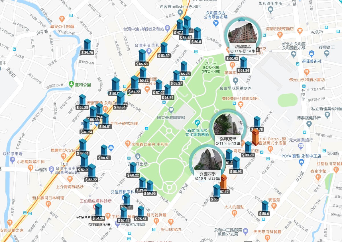 For Park實價登錄比較_四號公園周邊屋齡10年以上個案