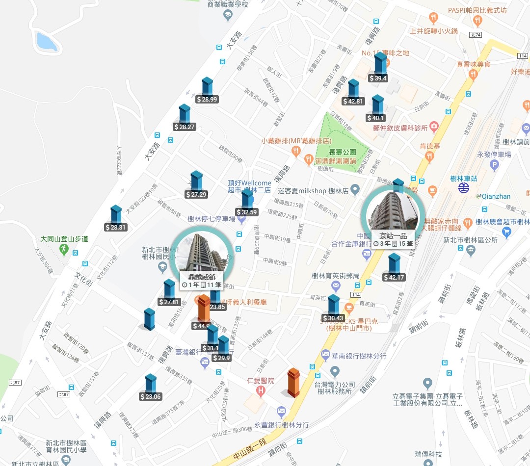 鼎越威鎮實價登錄比較_樹林火車站附近個案