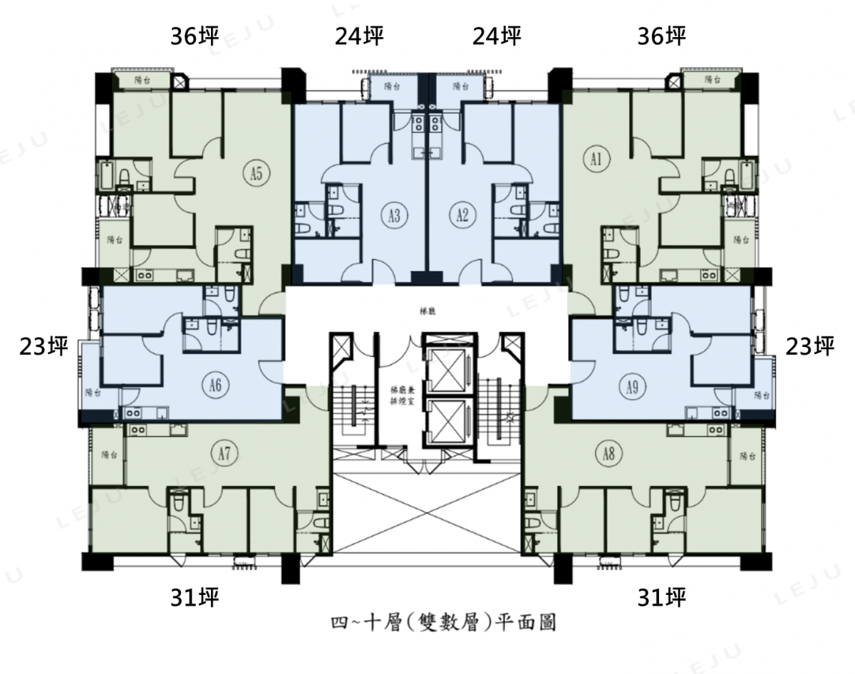 欣聯和心標準層(雙數層)平面圖