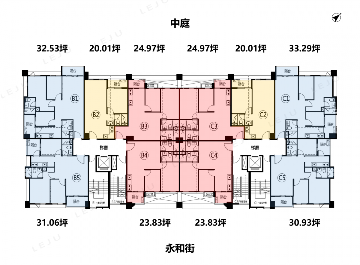四季琢硯B、C棟標準層平面圖