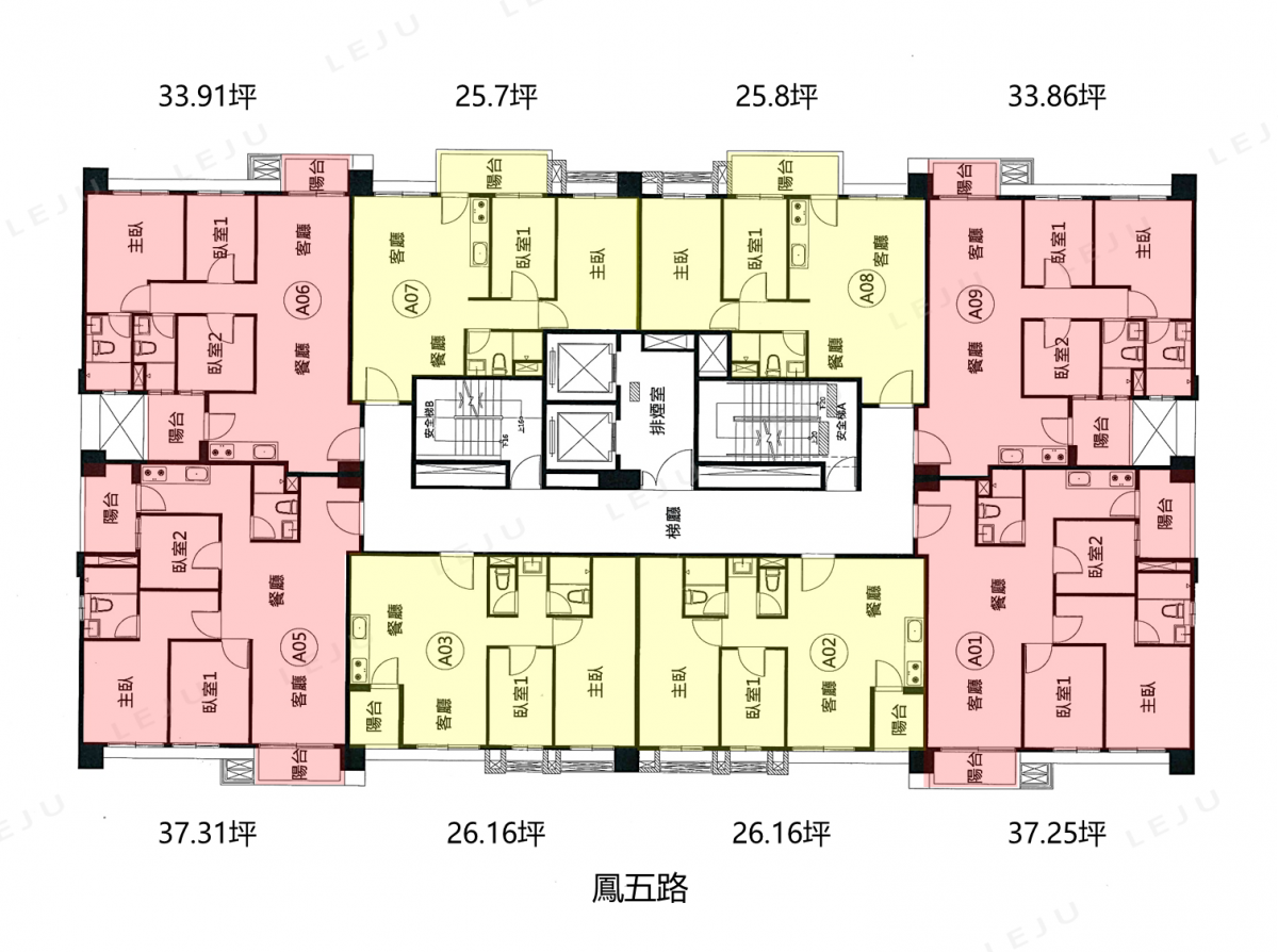 鳳鳴欣苑標準層平面圖